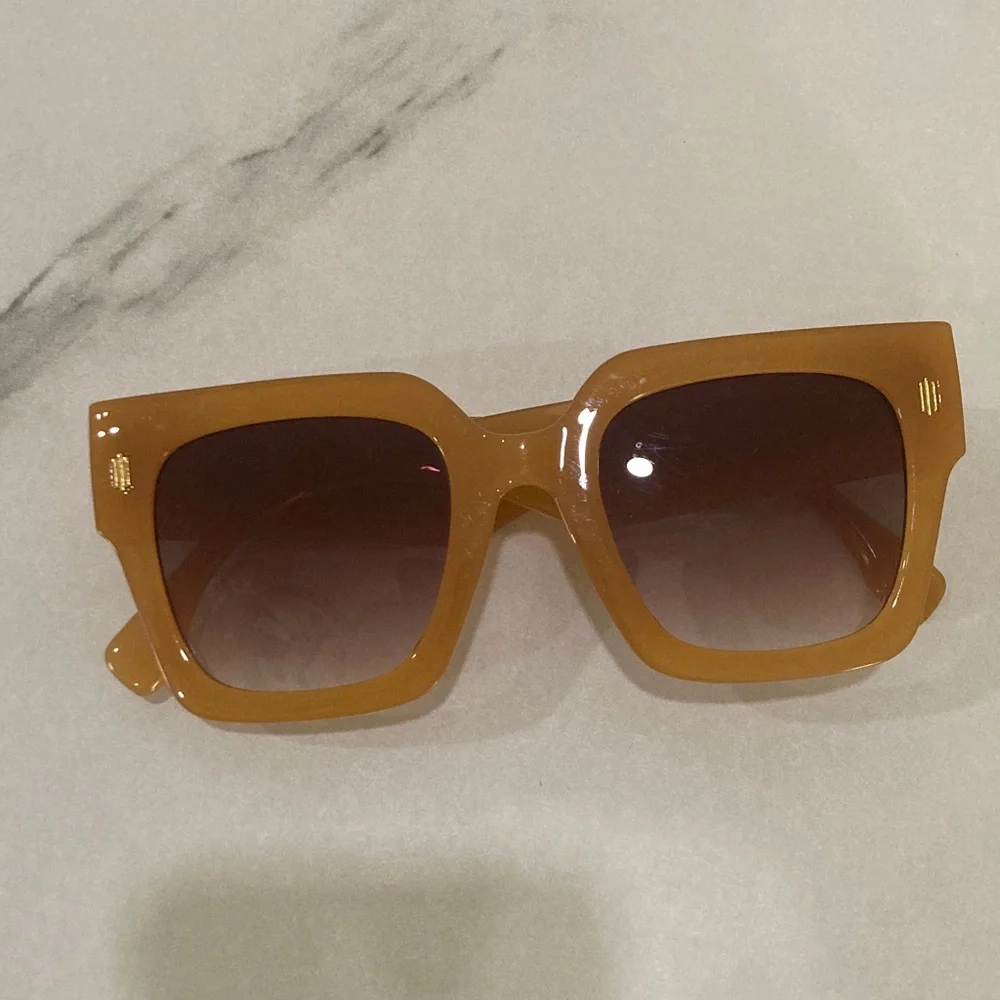 Oversized Square Sunglasses in Tan with Gradient Lenses